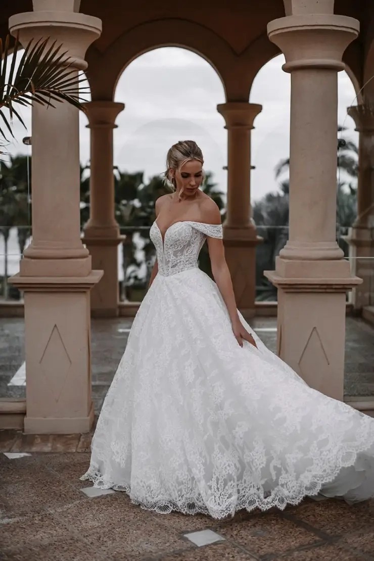 Model wearing a bridal dress