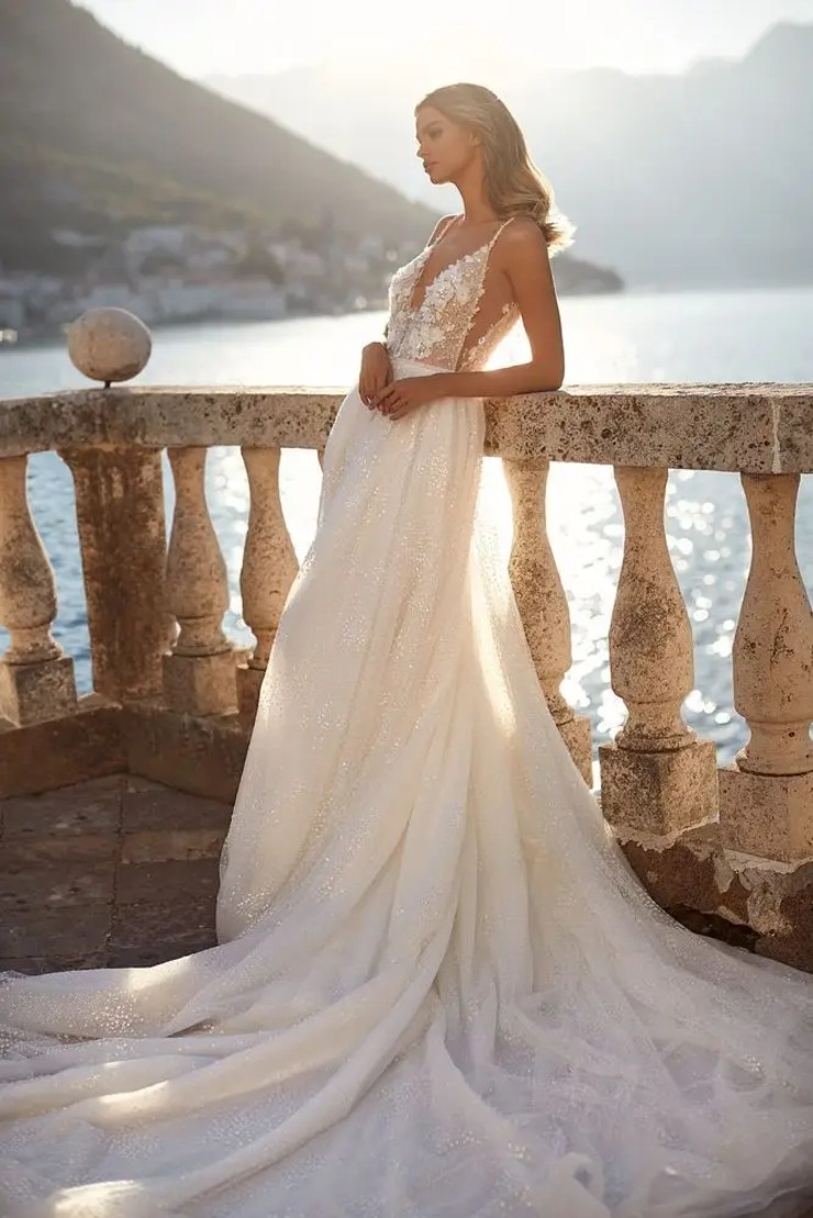 Cheap Wedding Dresses Under 100 Fairy A Line V Neck Tulle Wedding Dresses With Lace Ivory Cheap Wedding Dresses Under 100 Fairy A Line V Neck Tulle Wedding Dresses With Lace Ivory