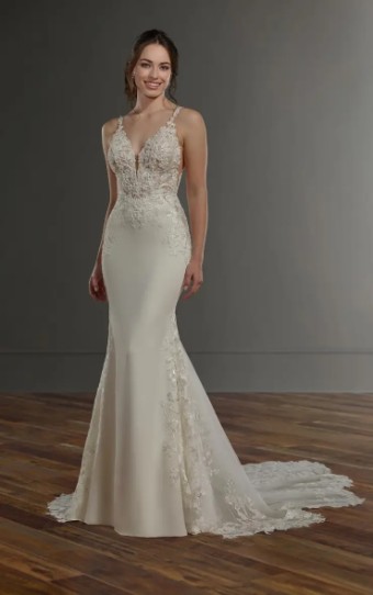 Martina Liana ML1059IV #0 default Ivory Lace/Tulle On Natural Bellagio Crepe/Porcelain Tulle Illusion thumbnail